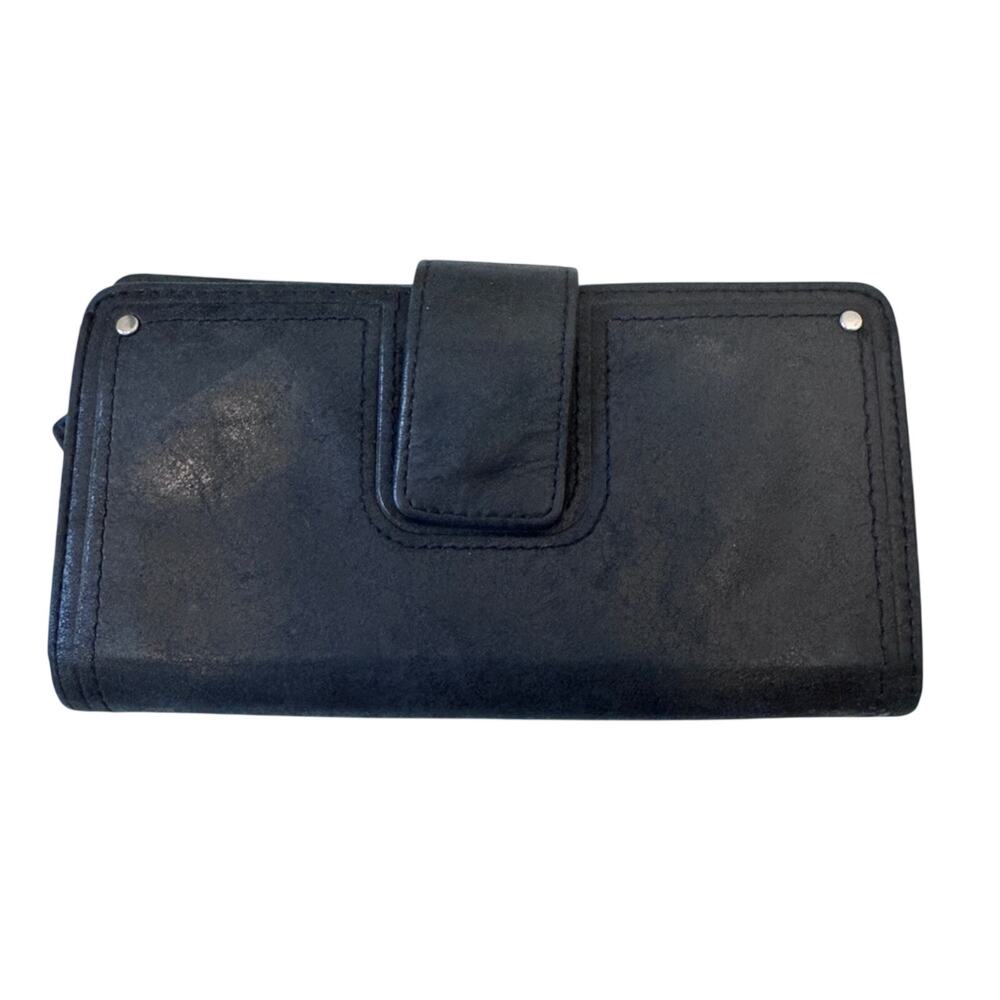 Fossil Black Leather Wallet Women’s Bifold Double Snap Extra Pockets Classic